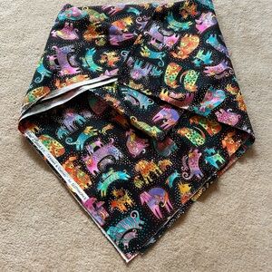 Laurel Burch @Felines & Canines” Patterned Fabric. 44” by 47”